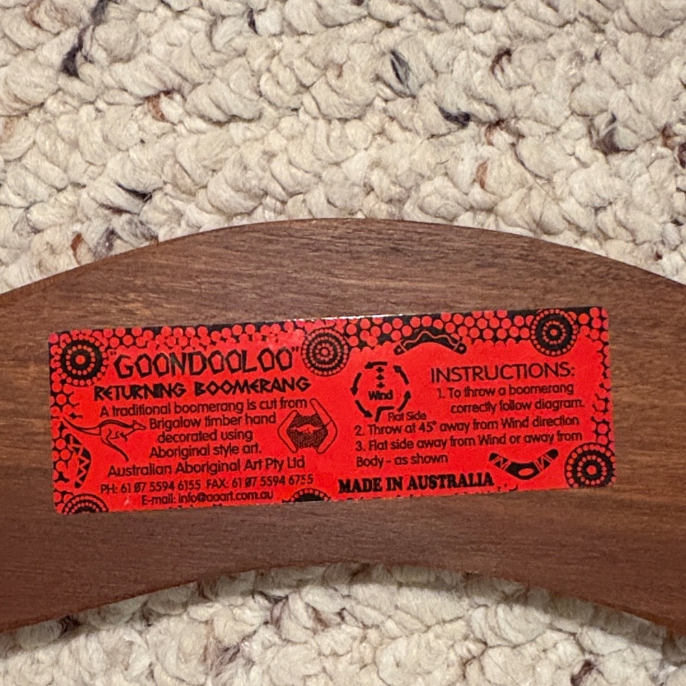 🔥5 FOR $25🔥 Handcrafted in Australia Brown Boomerang Decor - Picture 2 of 7
